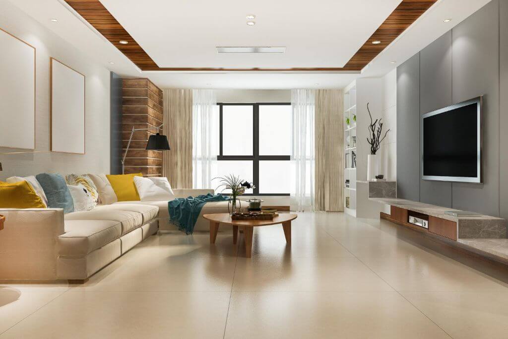 Interior ruang keluarga dan apartemen